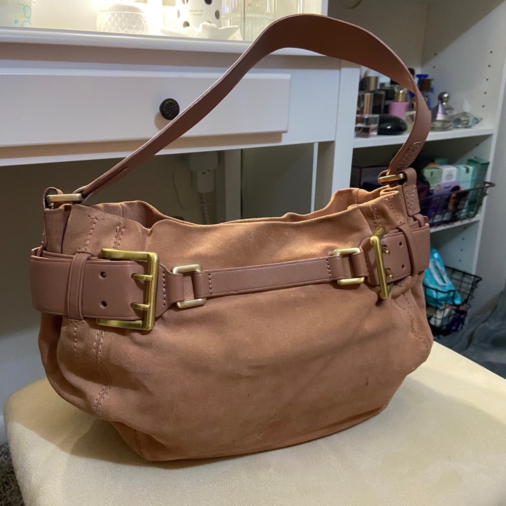 DKNY Salmon Pink Suede & Leather Purse
